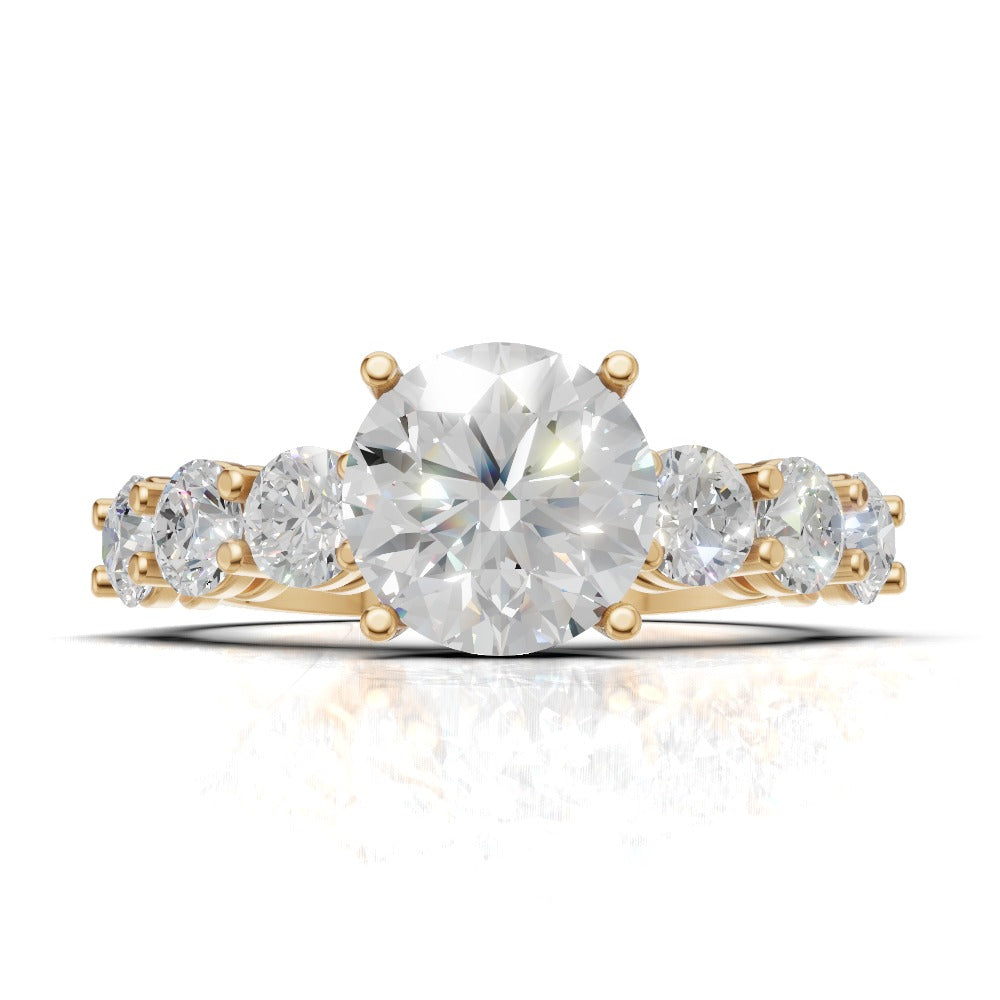 Corso, 1.5ct round lab grown diamond engagement ring, 3.5mm Side Stones, 18K yellow gold - view 4