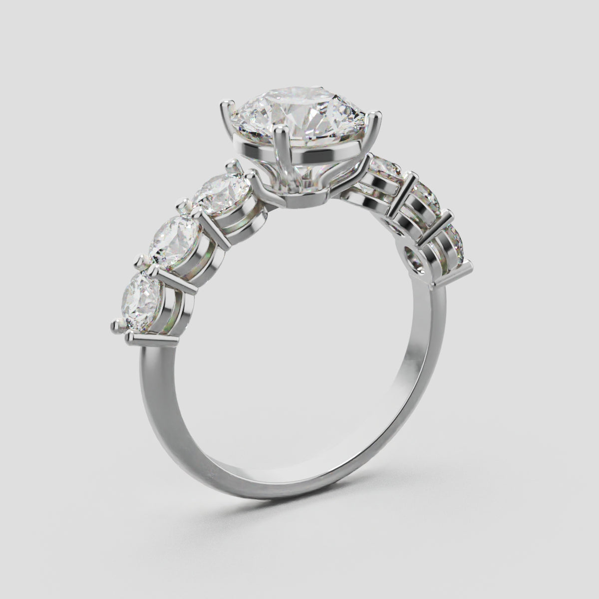 Corso, 1.5ct round lab grown diamond engagement ring, 3.5mm Side Stones, 18K white gold - ne