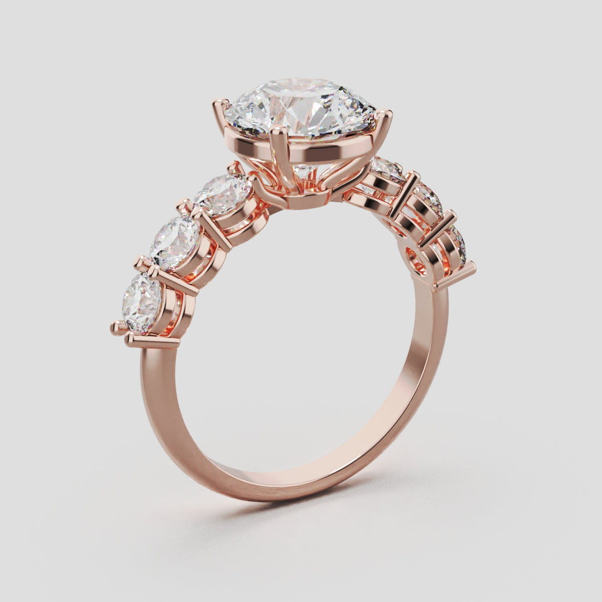 Corso, 2ct round lab grown diamond engagement ring, 3.5mm Side Stones, 18K rose gold - ne