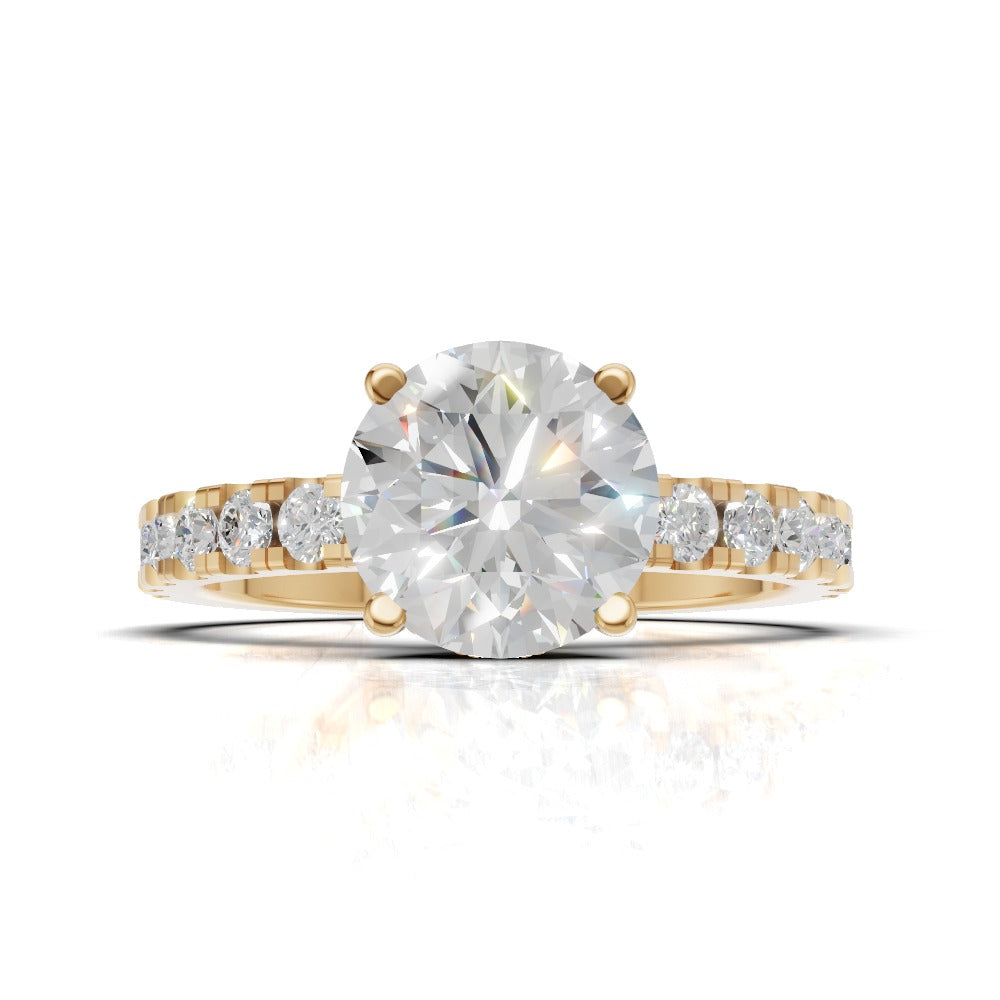 Nimbo, 1.5ct round lab grown diamond engagement ring, 2.0mm Pave, Hidden Halo, 4 Prongs, 18K yellow gold - view 4