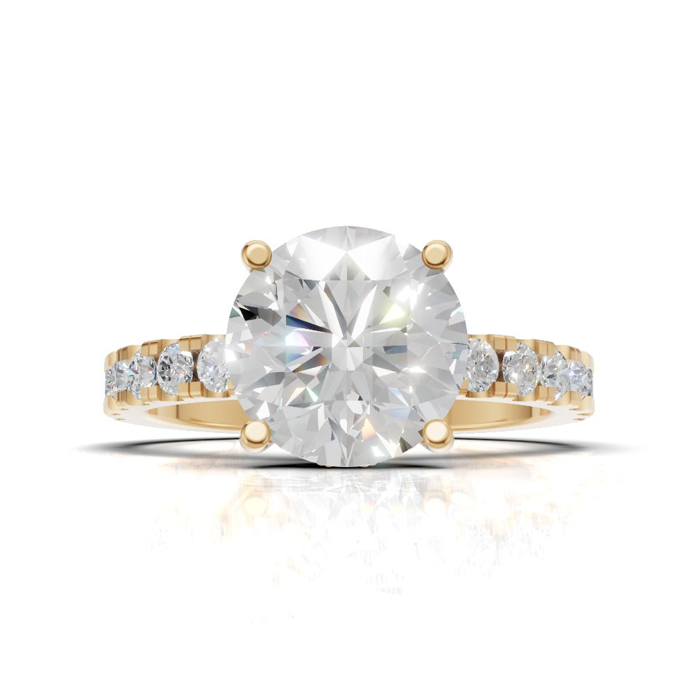 Nimbo, 2ct round lab grown diamond engagement ring, 2.0mm Pave, Hidden Halo, 4 Prongs, 18K yellow gold - view 4