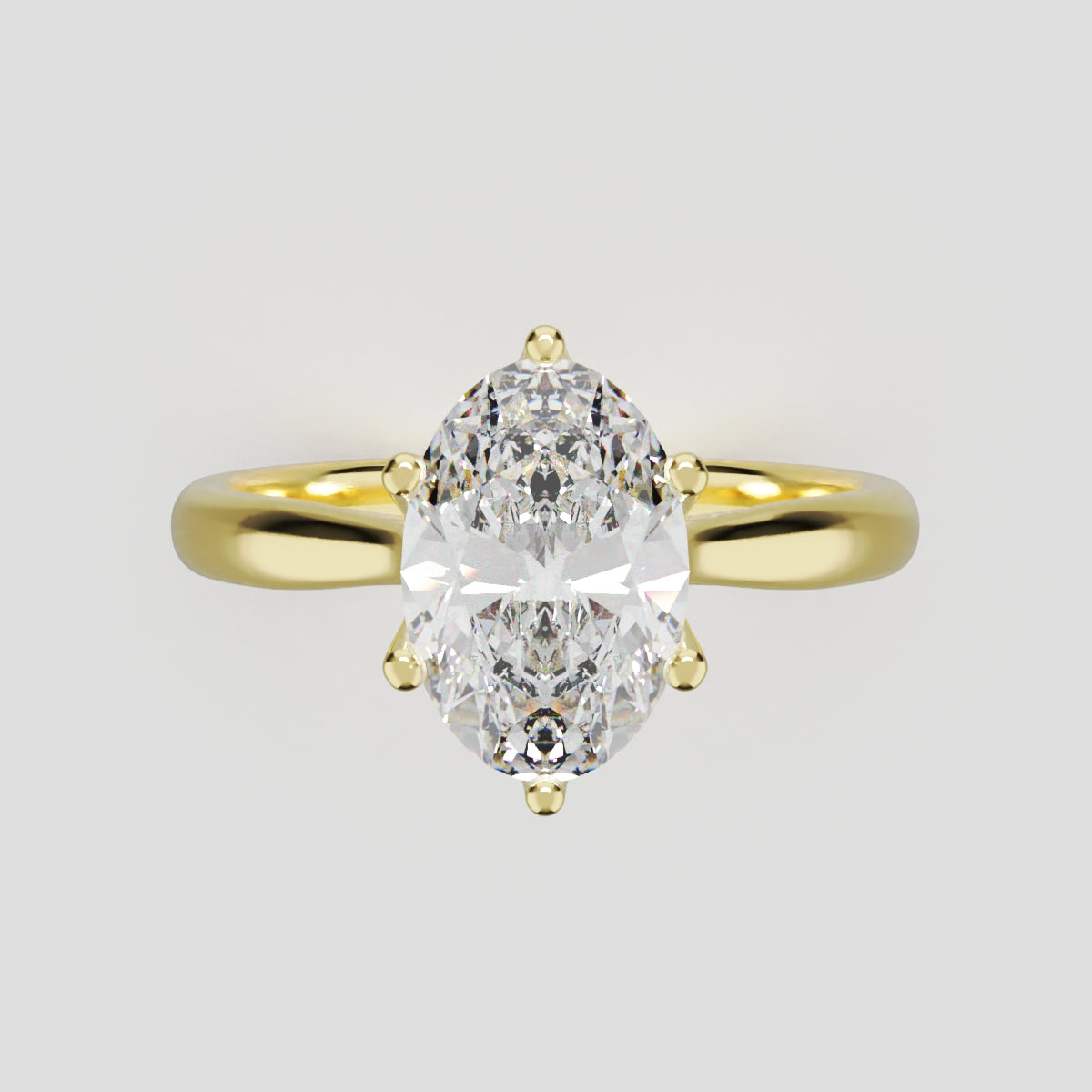 Ninfea, 1.5ct oval lab grown diamond engagement ring, Petal Cathedral, 18K yellow gold - front view