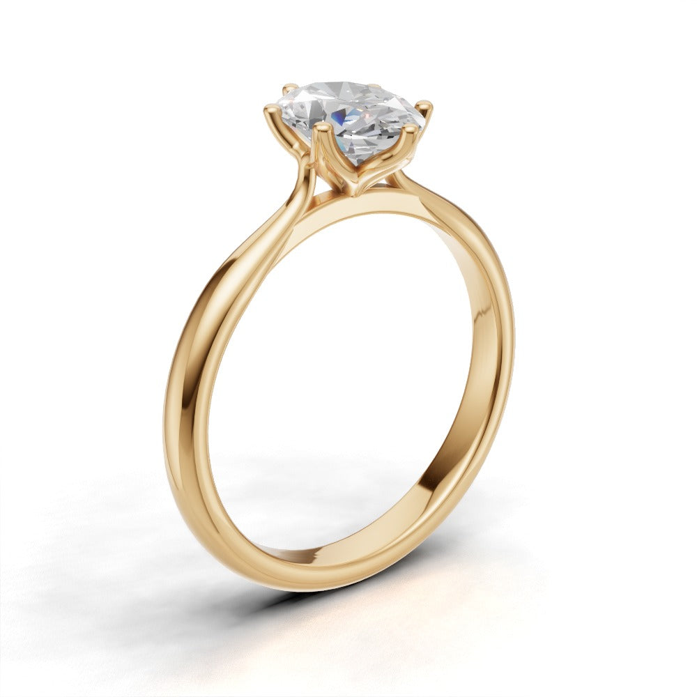 Ninfea, 1ct oval lab grown diamond engagement ring, Petal Cathedral, 18K yellow gold - ne