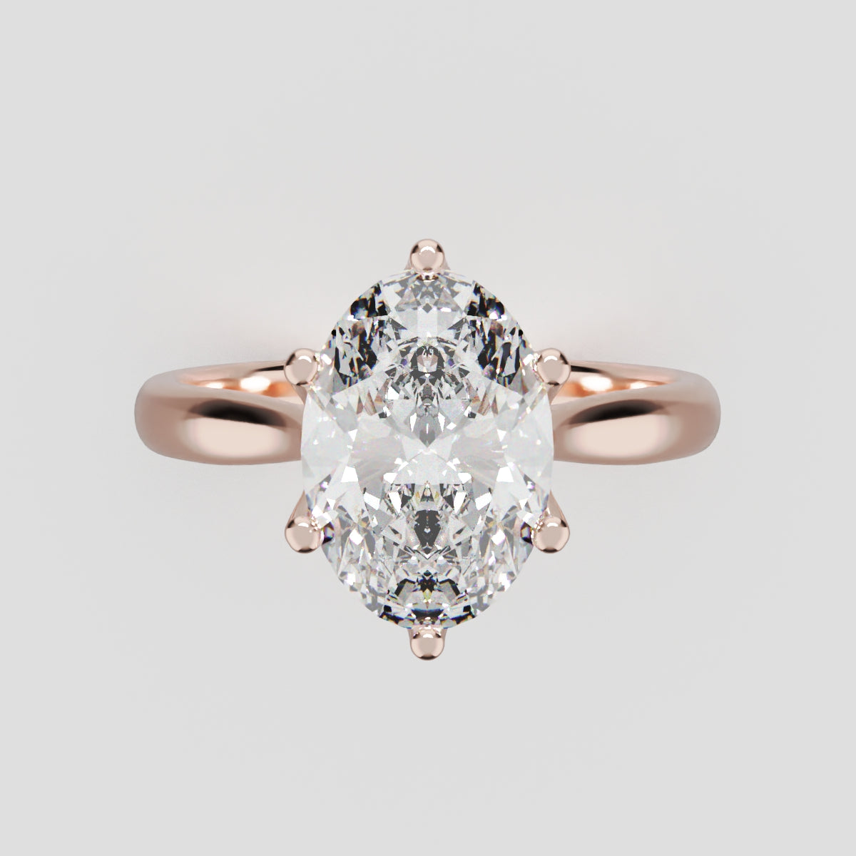 Ninfea, 2ct oval lab grown diamond engagement ring, Petal Cathedral, 18K rose gold - front view