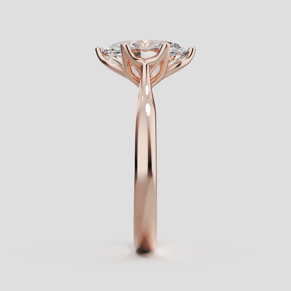 Ninfea, 2ct oval lab grown diamond engagement ring, Petal Cathedral, 18K rose gold - side view