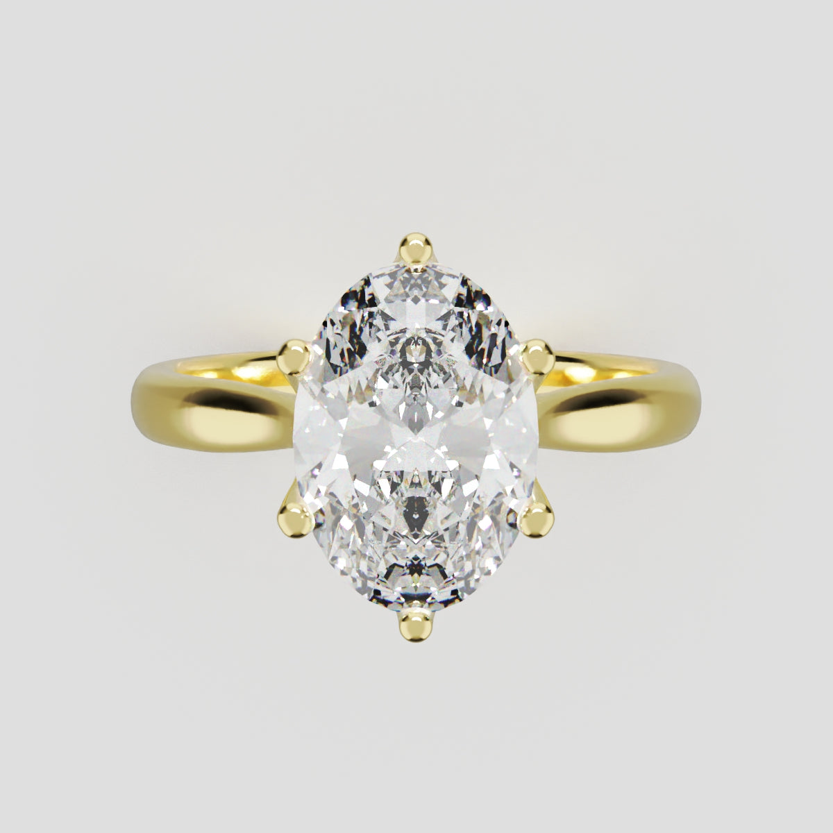Ninfea, 2ct oval lab grown diamond engagement ring, Petal Cathedral, 18K yellow gold - front view