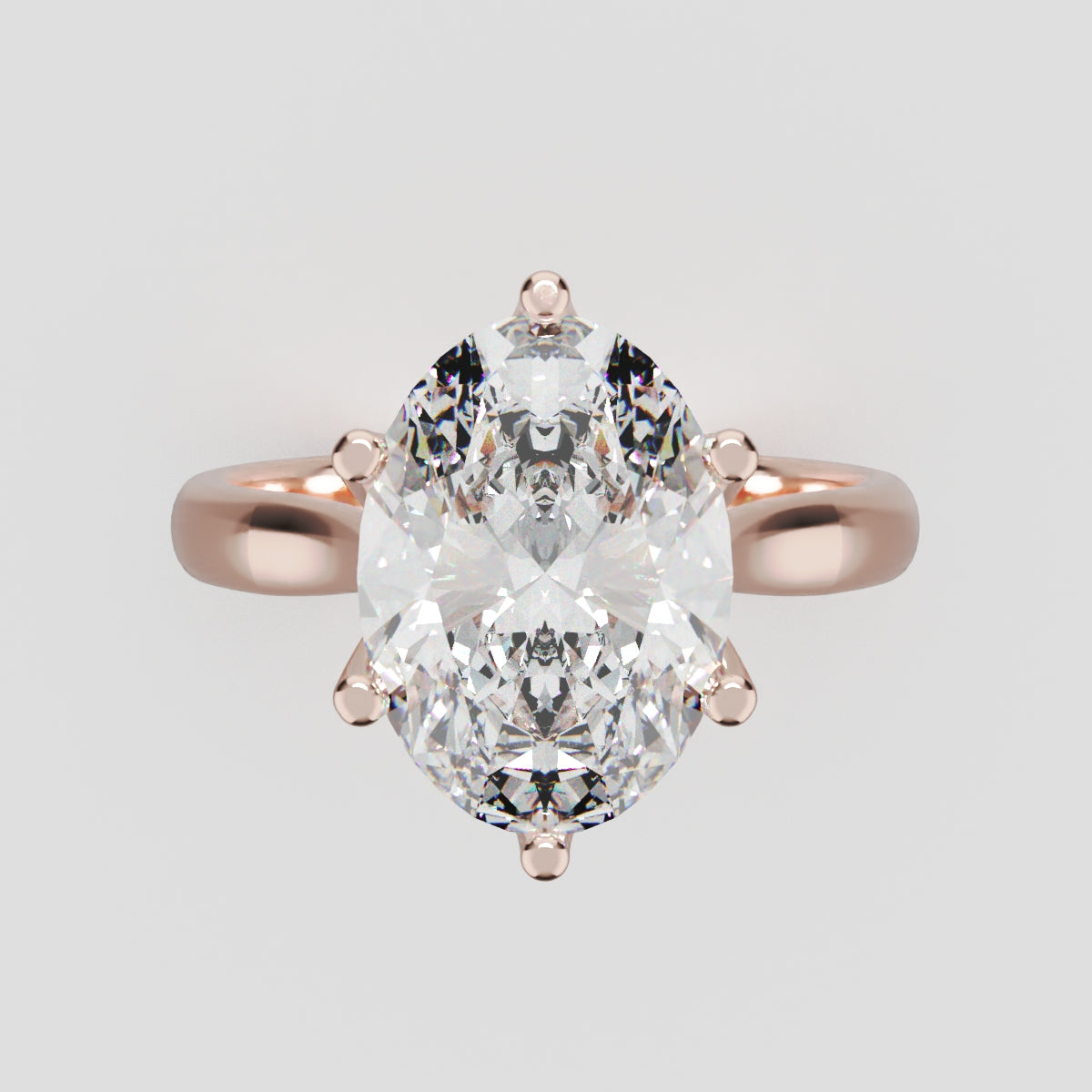 Ninfea, 3ct oval lab grown diamond engagement ring, Petal Cathedral, 18K rose gold - front view