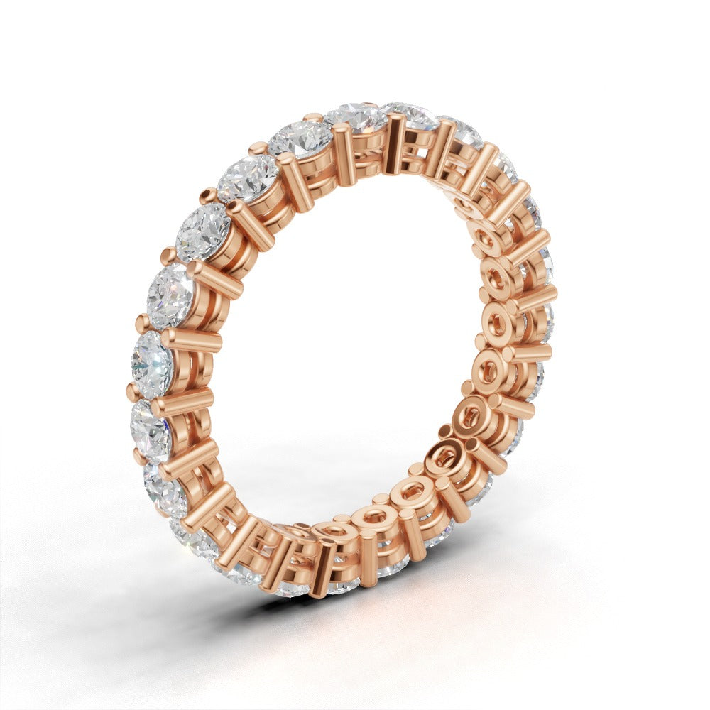 Full Eternity Basket 2.8mm lab grown diamond wedding band, 18K rose gold - ne