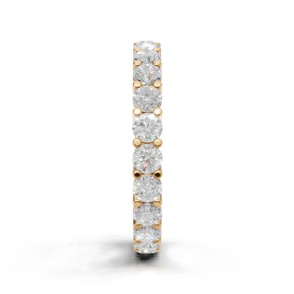 Full Eternity Basket 2.8mm lab grown diamond wedding band, 18K yellow gold - side view