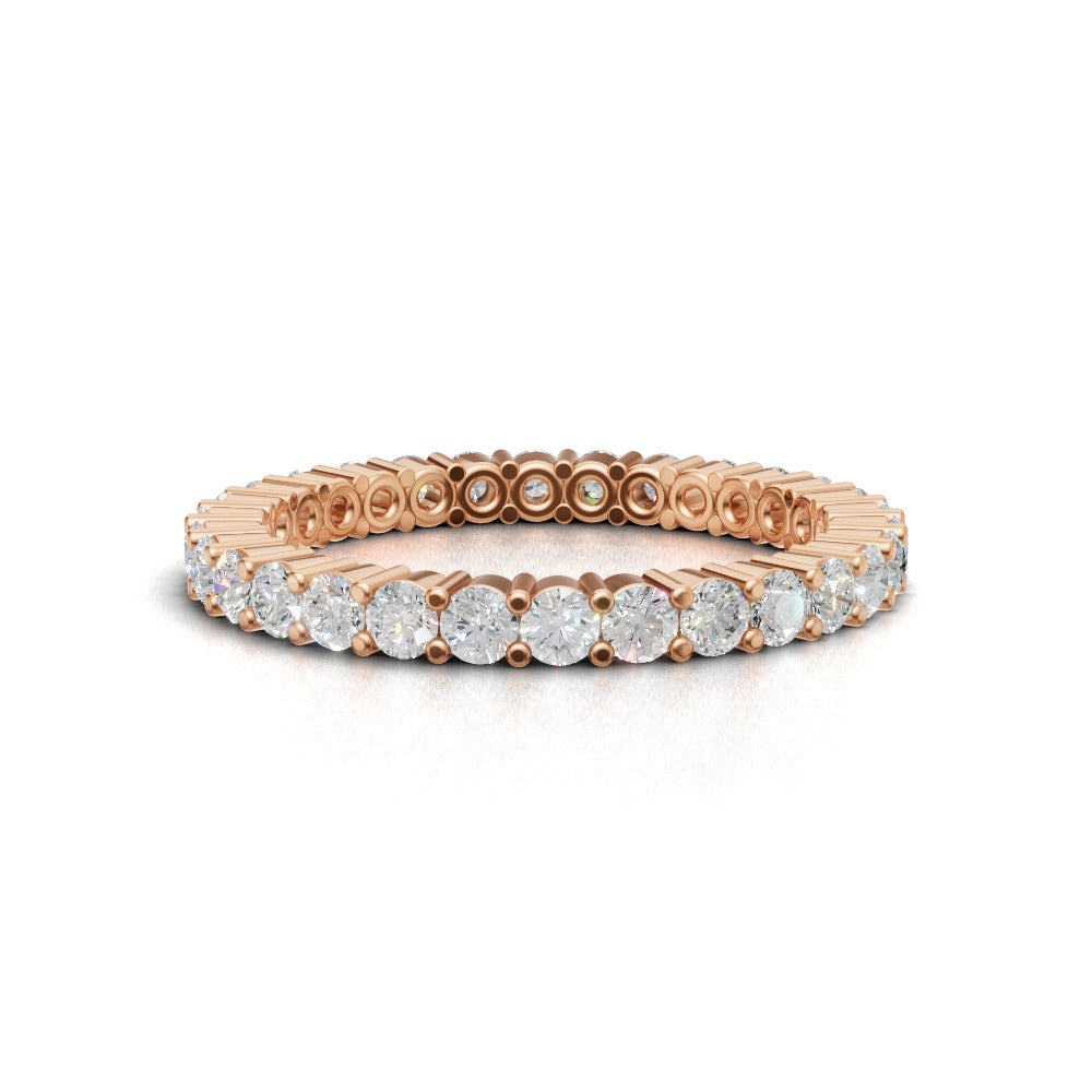 Full Eternity Basket 2mm lab grown diamond wedding band, 18K rose gold - view 4