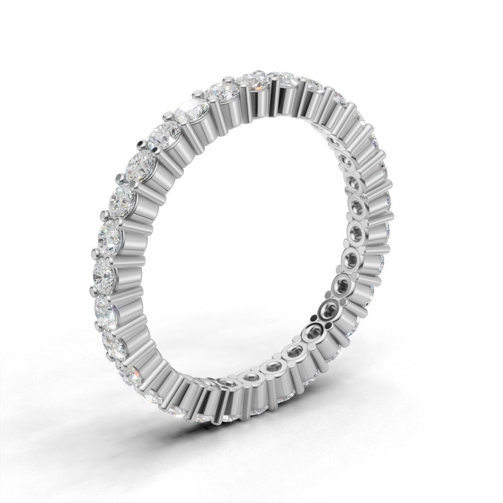 Full Eternity Basket 2mm lab grown diamond wedding band, 18K white gold - ne