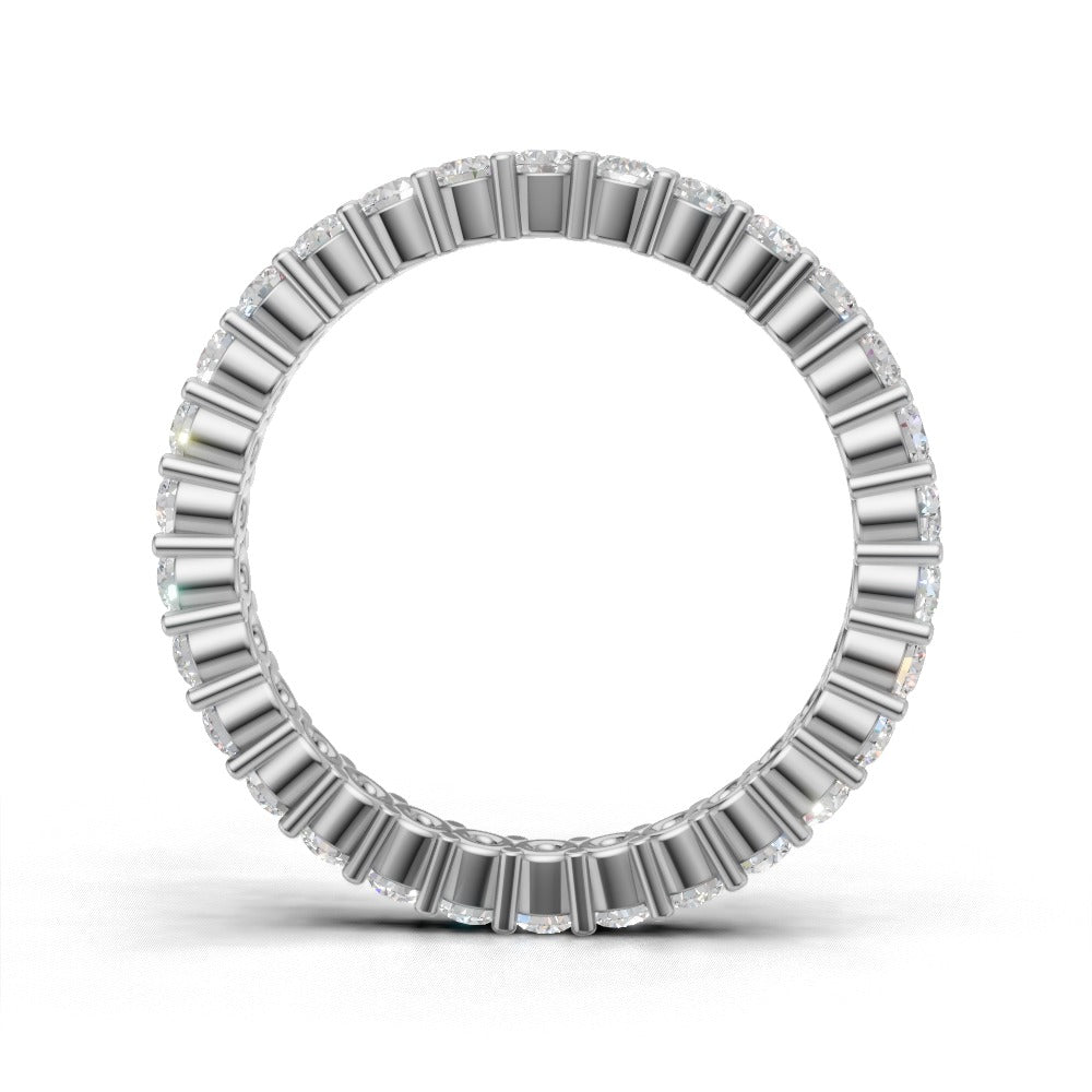 Full Eternity Basket 2mm lab grown diamond wedding band, 18K white gold - see through