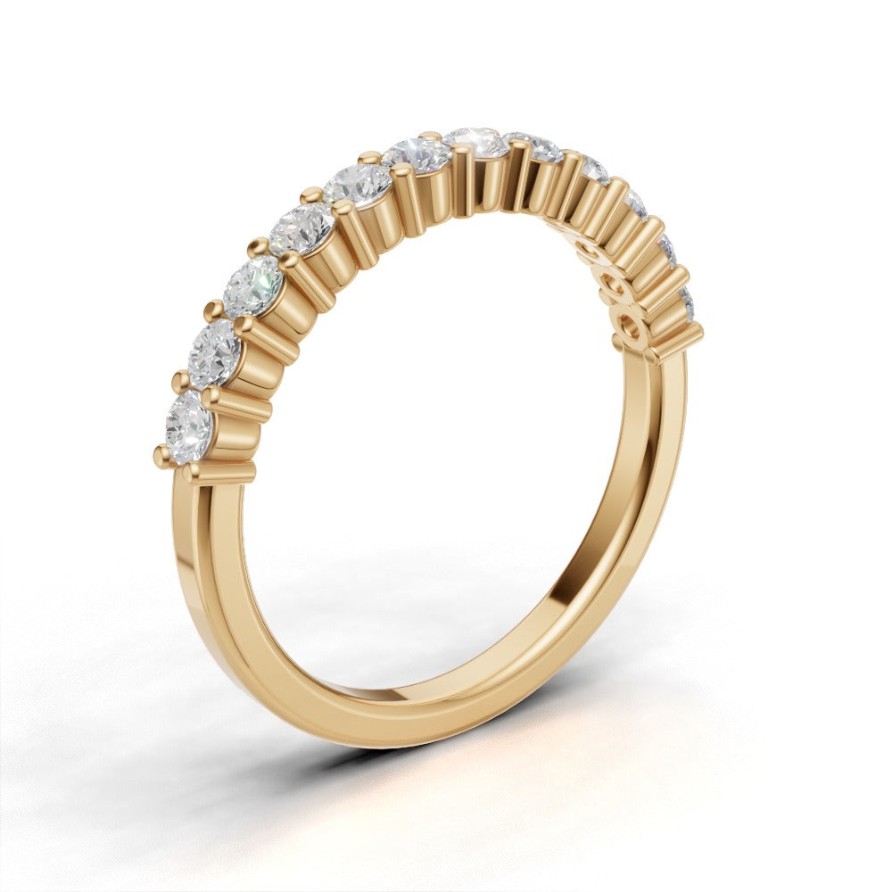 Half Eternity Basket 2.2mm lab grown diamond wedding band, 18K yellow gold - ne