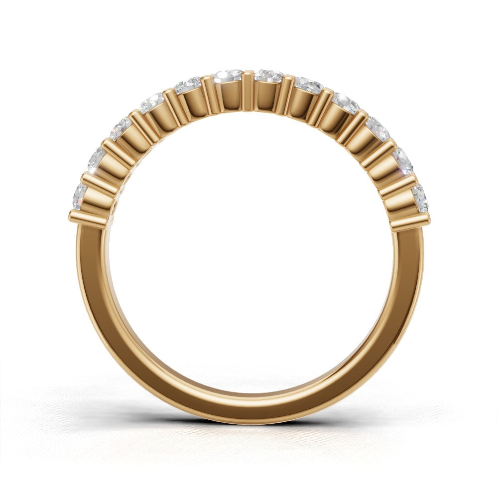 Half Eternity Basket 2.2mm lab grown diamond wedding band, 18K yellow gold - see through