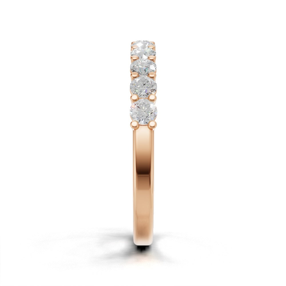 Half Eternity Basket 2.5mm lab grown diamond wedding band, 18K rose gold - side view