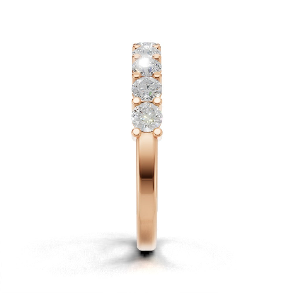 Half Eternity Basket 2.8mm lab grown diamond wedding band, 18K rose gold - side view