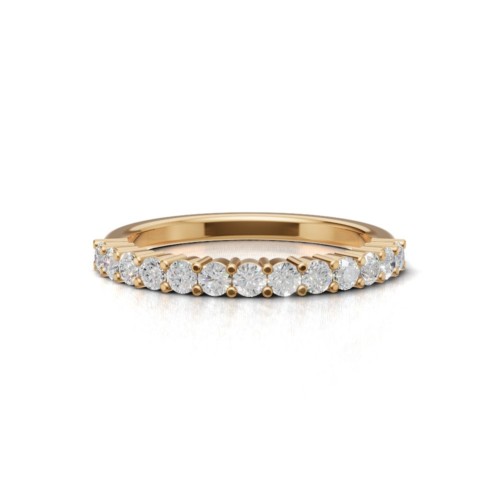 Half Eternity Basket 2mm lab grown diamond wedding band, 18K yellow gold - view 4