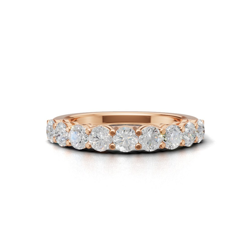 Half Eternity Basket 3.2mm lab grown diamond wedding band, 18K rose gold - view 4