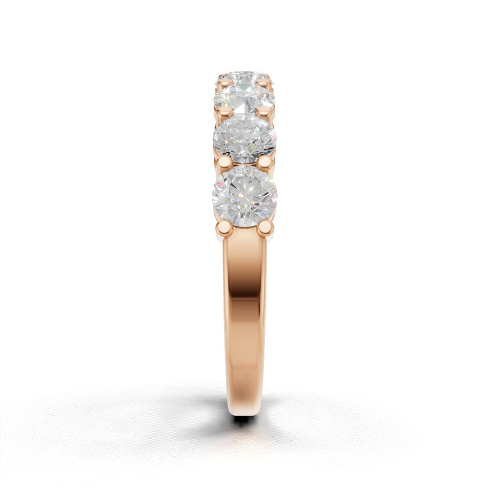 Half Eternity Basket 3.5mm lab grown diamond wedding band, 18K rose gold - side view