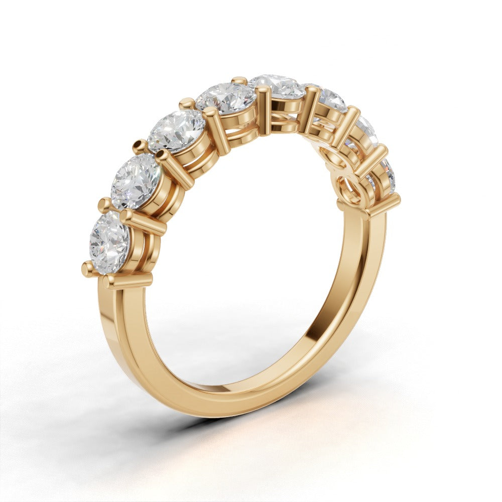Half Eternity Basket 3.5mm lab grown diamond wedding band, 18K yellow gold - ne