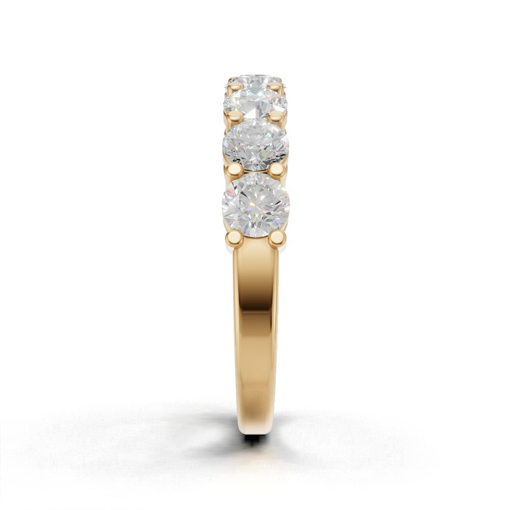 Half Eternity Basket 3.5mm lab grown diamond wedding band, 18K yellow gold - side view