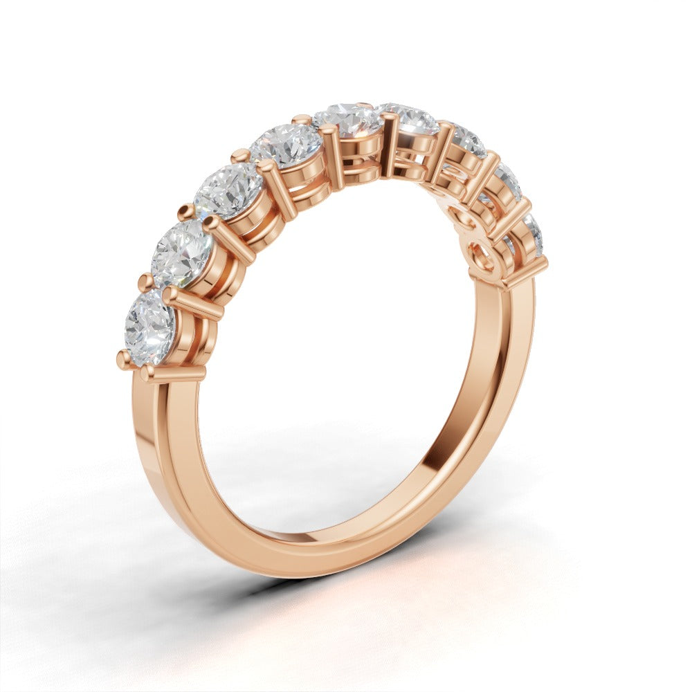 Half Eternity Basket 3mm lab grown diamond wedding band, 18K rose gold - ne