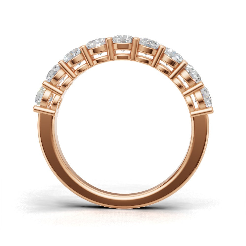 Half Eternity Basket 3mm lab grown diamond wedding band, 18K rose gold - see through