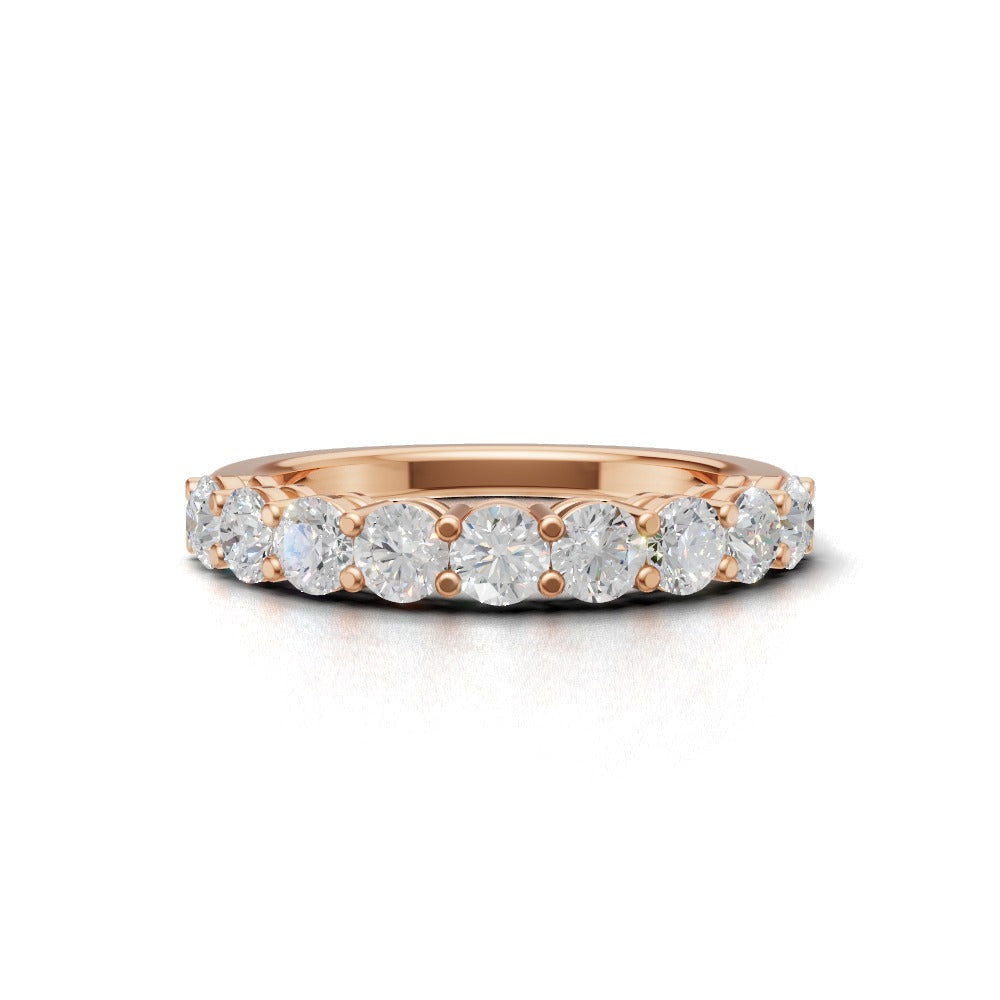 Half Eternity Basket 3mm lab grown diamond wedding band, 18K rose gold - view 4