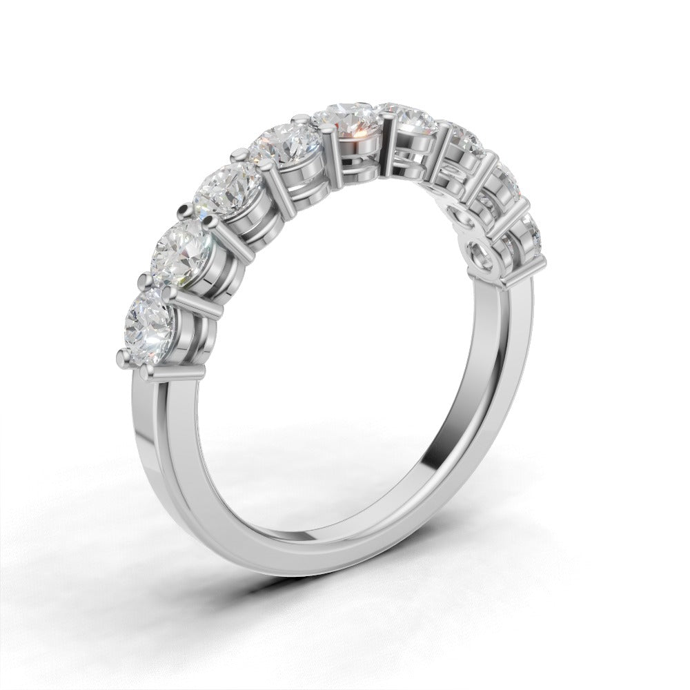 Half Eternity Basket 3mm lab grown diamond wedding band, 18K white gold - ne