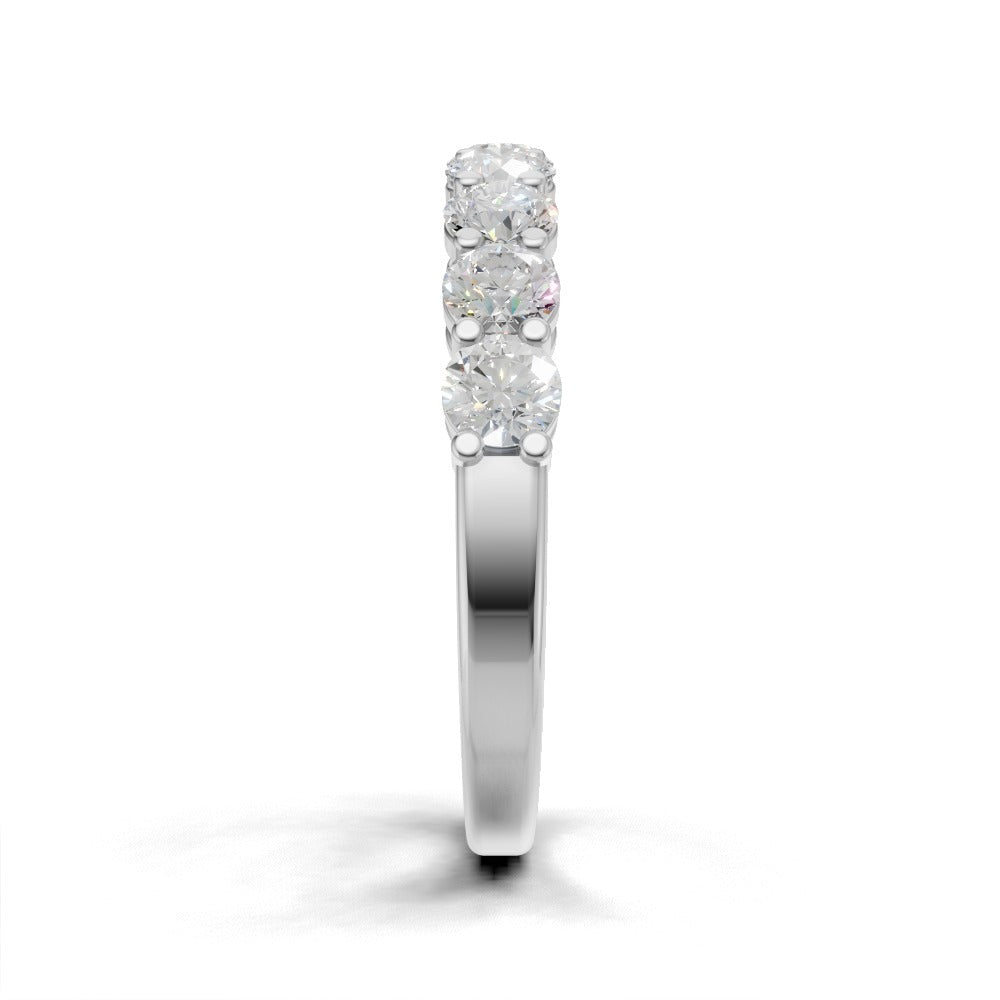 Half Eternity Basket 3mm lab grown diamond wedding band, 18K white gold - side view