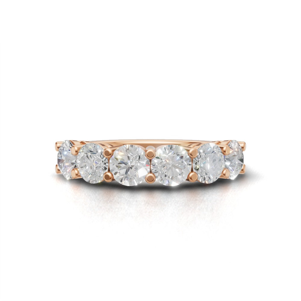 Half Eternity Basket 4.5mm lab grown diamond wedding band, 18K rose gold - view 4