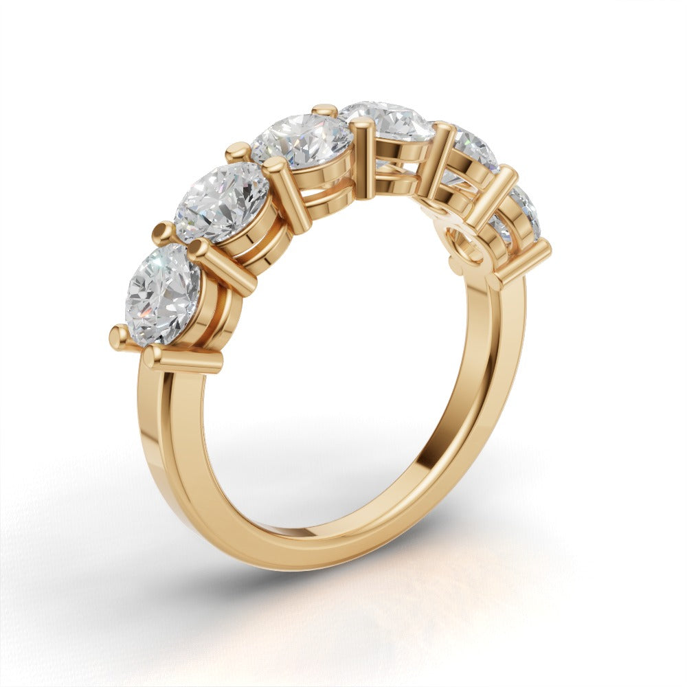 Half Eternity Basket 4.5mm lab grown diamond wedding band, 18K yellow gold - ne