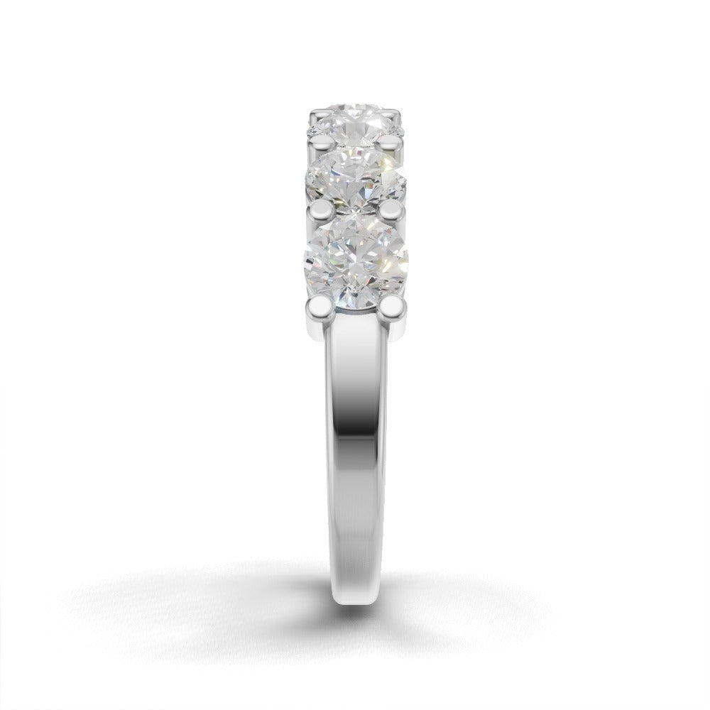 Half Eternity Basket 4mm lab grown diamond wedding band, 18K white gold - side view