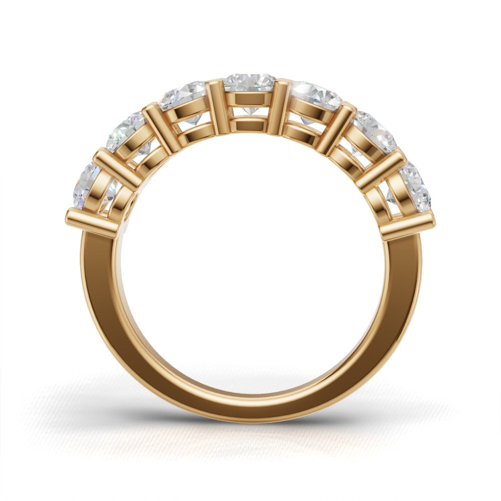 Half Eternity Basket 4mm lab grown diamond wedding band, 18K yellow gold - see through