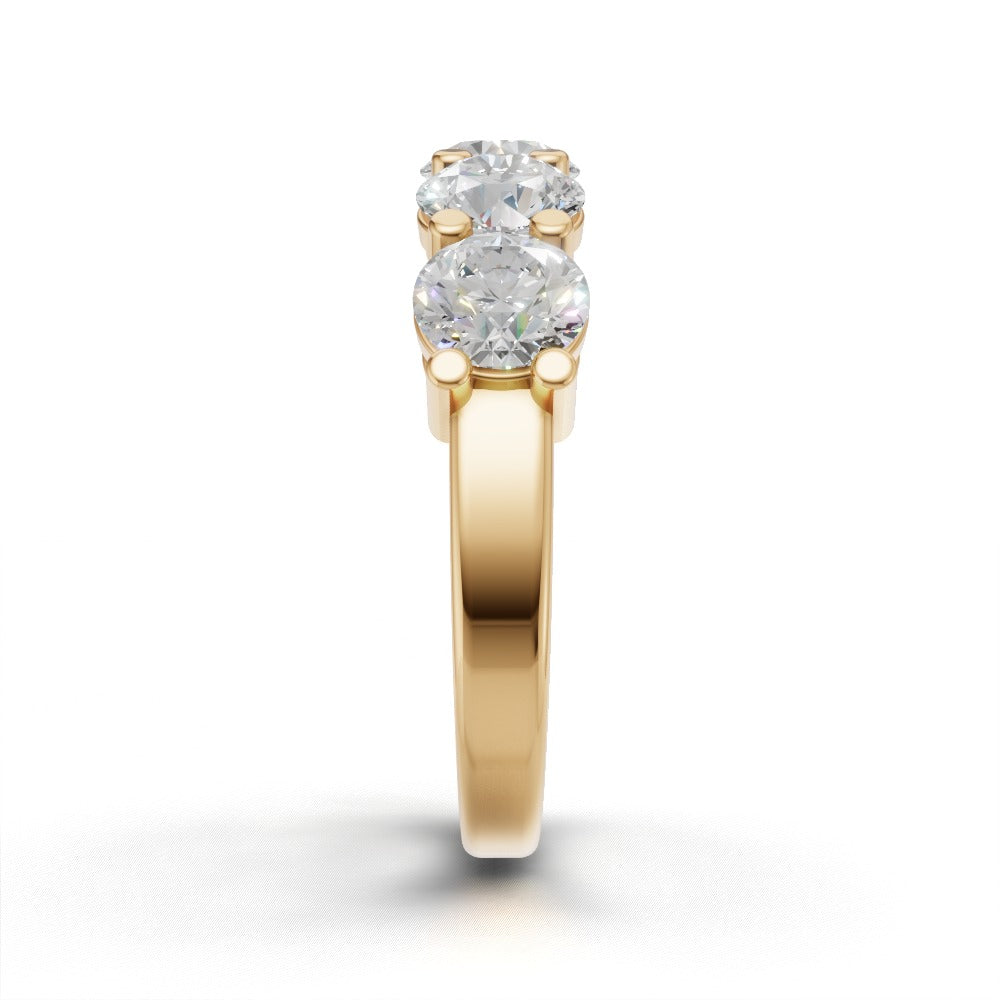 Half Eternity Basket 5mm lab grown diamond wedding band, 18K yellow gold - side view