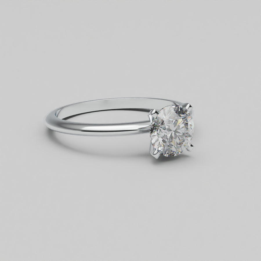 Elara Ring- Round 1ct - Plain Lab Diamond