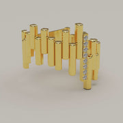 Aureo - Stylish 18ct Gold ring with round Lab Grown Diamonds gems