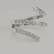 Ondulato - Bague incurvée en or 18 carats avec pierres précieuses Vucceli Moissanite