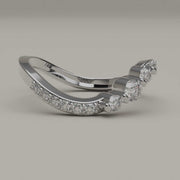 Curva Elegante - Feminine Curved 18ct Gold Ring with Lab Grown Diamonds Gems