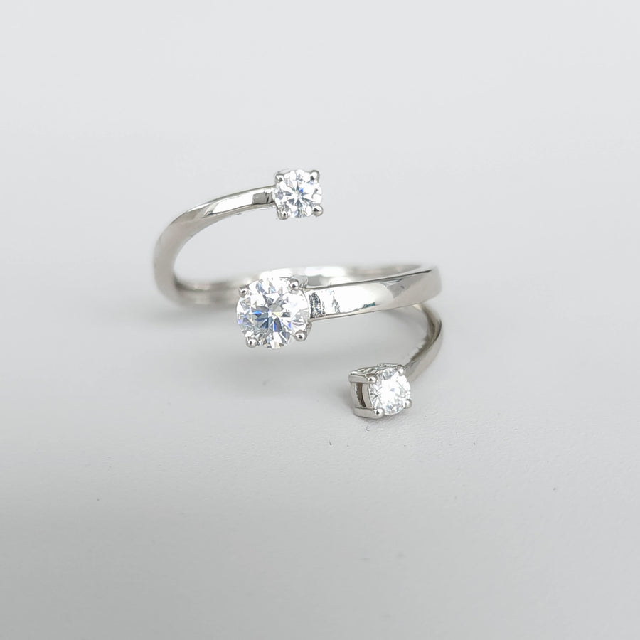 Cicilia - Bague moissanite en or 18 carats à trois pierres