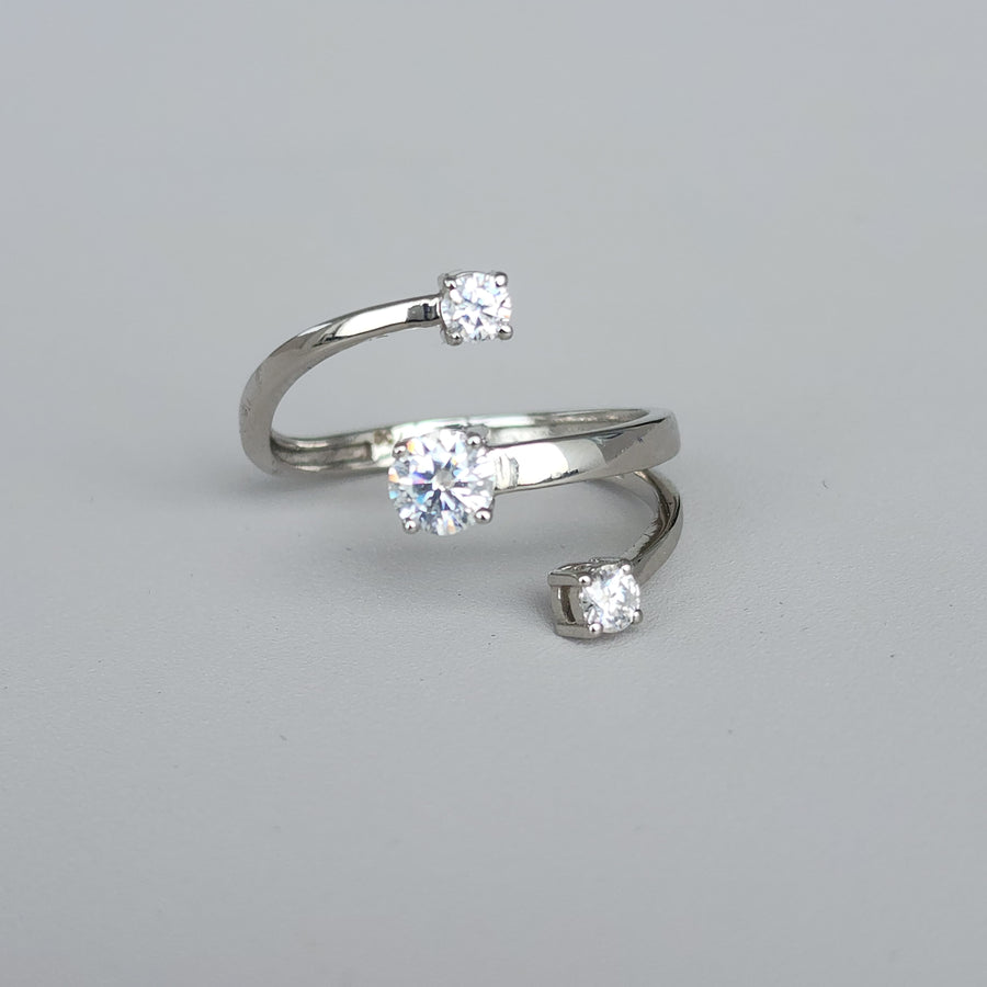 Cicilia - Bague moissanite en or 18 carats à trois pierres