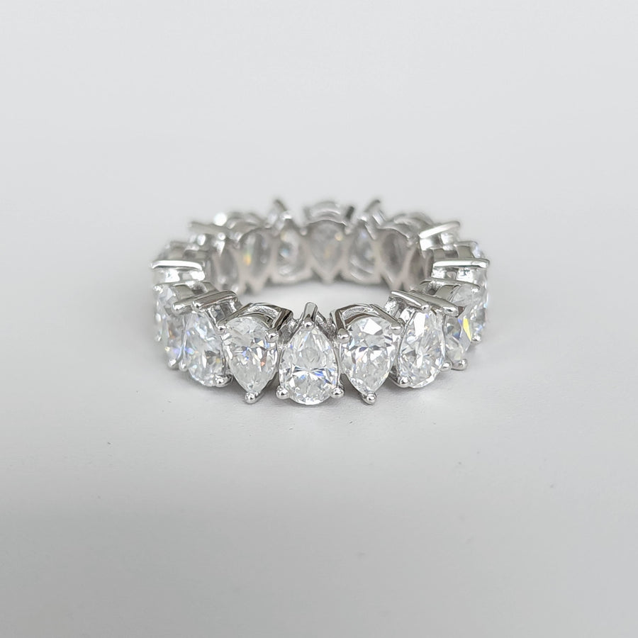Eterna Goccia - Bague en or 18 carats avec moissanite d'éternité en forme de poire