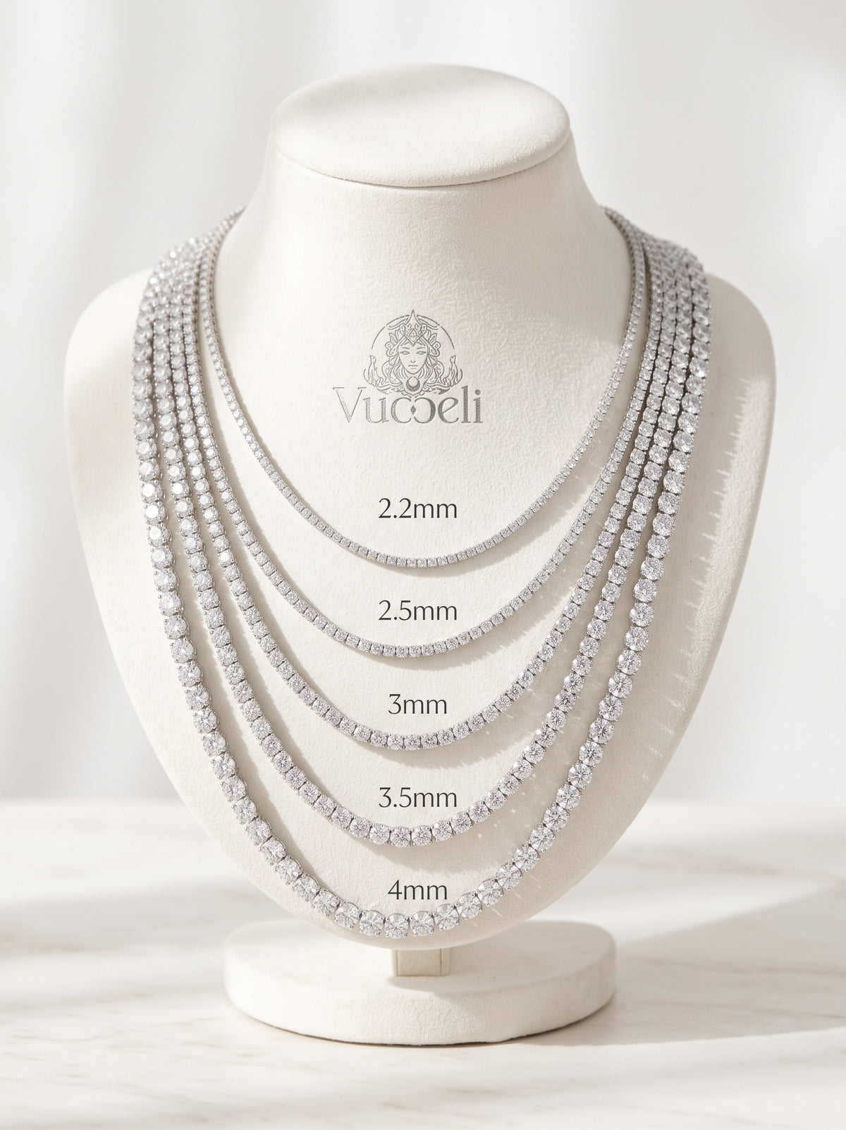 Classico tennis necklace, lab grown diamonds in 18K white gold