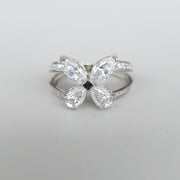Ondina - Bague en or 18 carats avec moissanite brillante en forme de papillon