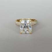 Promessa Scintillante - 18K Gold Lab Grown Diamonds Pave Eternity Solitaire Engagement Ring