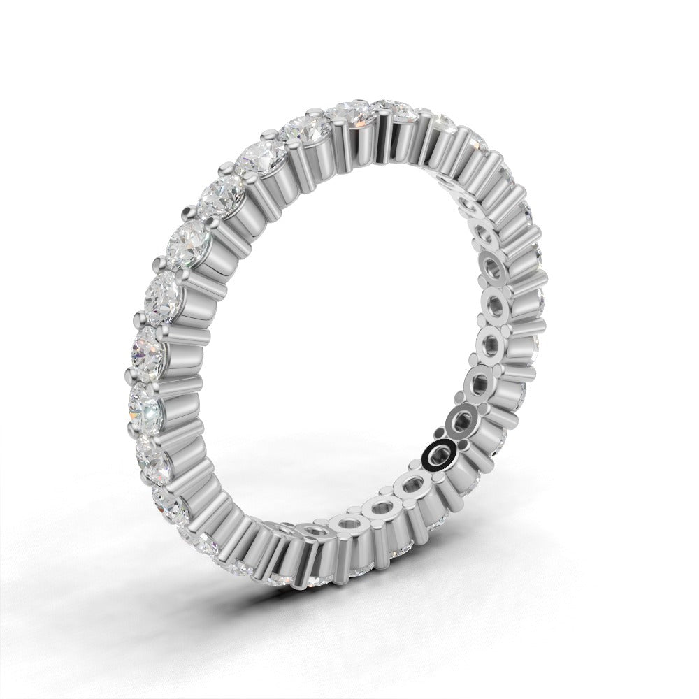 Full Eternity Basket 2.2mm lab grown diamond wedding band, 18K white gold - ne