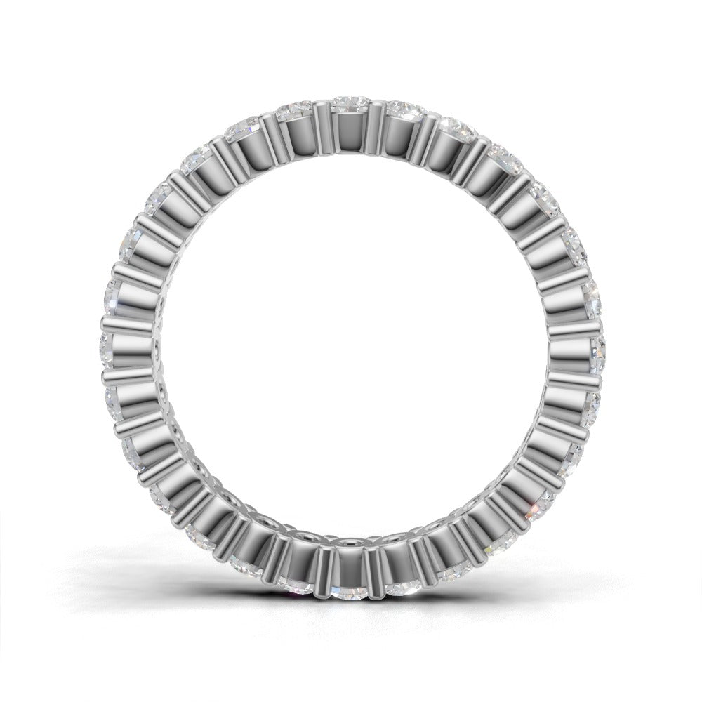 Full Eternity Basket 2.2mm lab grown diamond wedding band, 18K white gold - see through