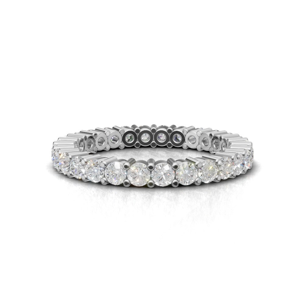 Full Eternity Basket 2.2mm lab grown diamond wedding band, 18K white gold - view 4