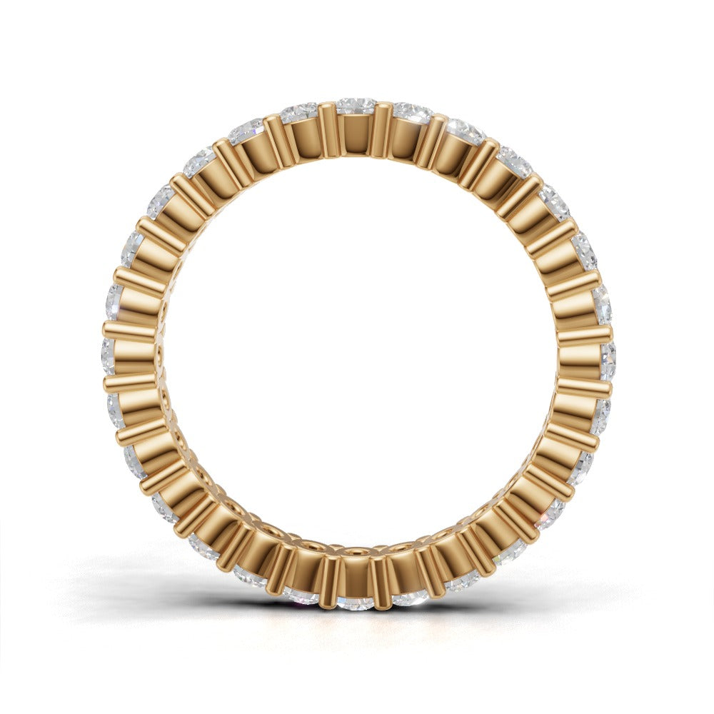 Full Eternity Basket 2.2mm lab grown diamond wedding band, 18K yellow gold - see through