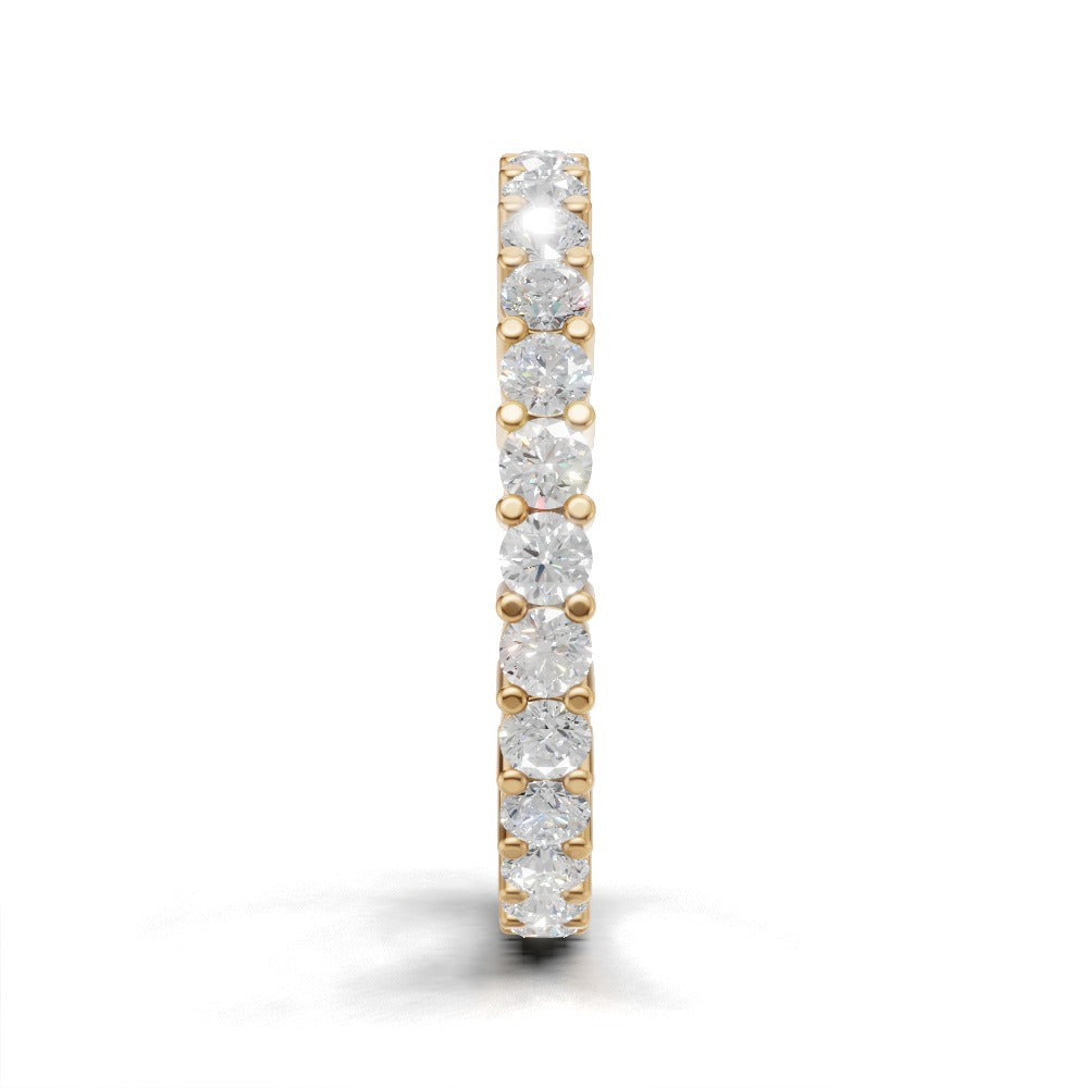 Full Eternity Basket 2.2mm lab grown diamond wedding band, 18K yellow gold - side view
